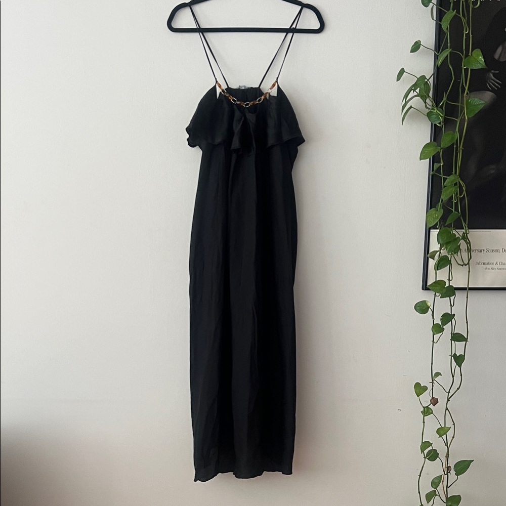 Zara Black Ruffle Maxi Dress
